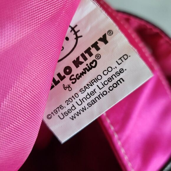 Black Hello Kitty Purse Large Tote Shoulder Bag with Pink flower Sanrio 2010 - Picture 10 of 10